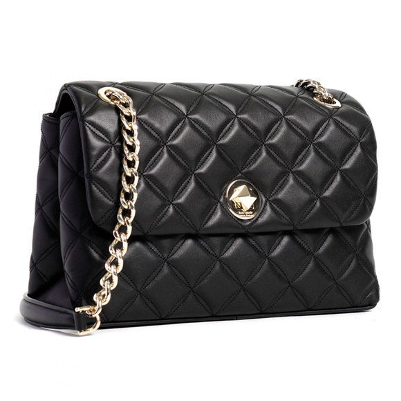 KATE♠️SPADE Black Quilted Handbag with Gold Chain - Picture 1 of 17